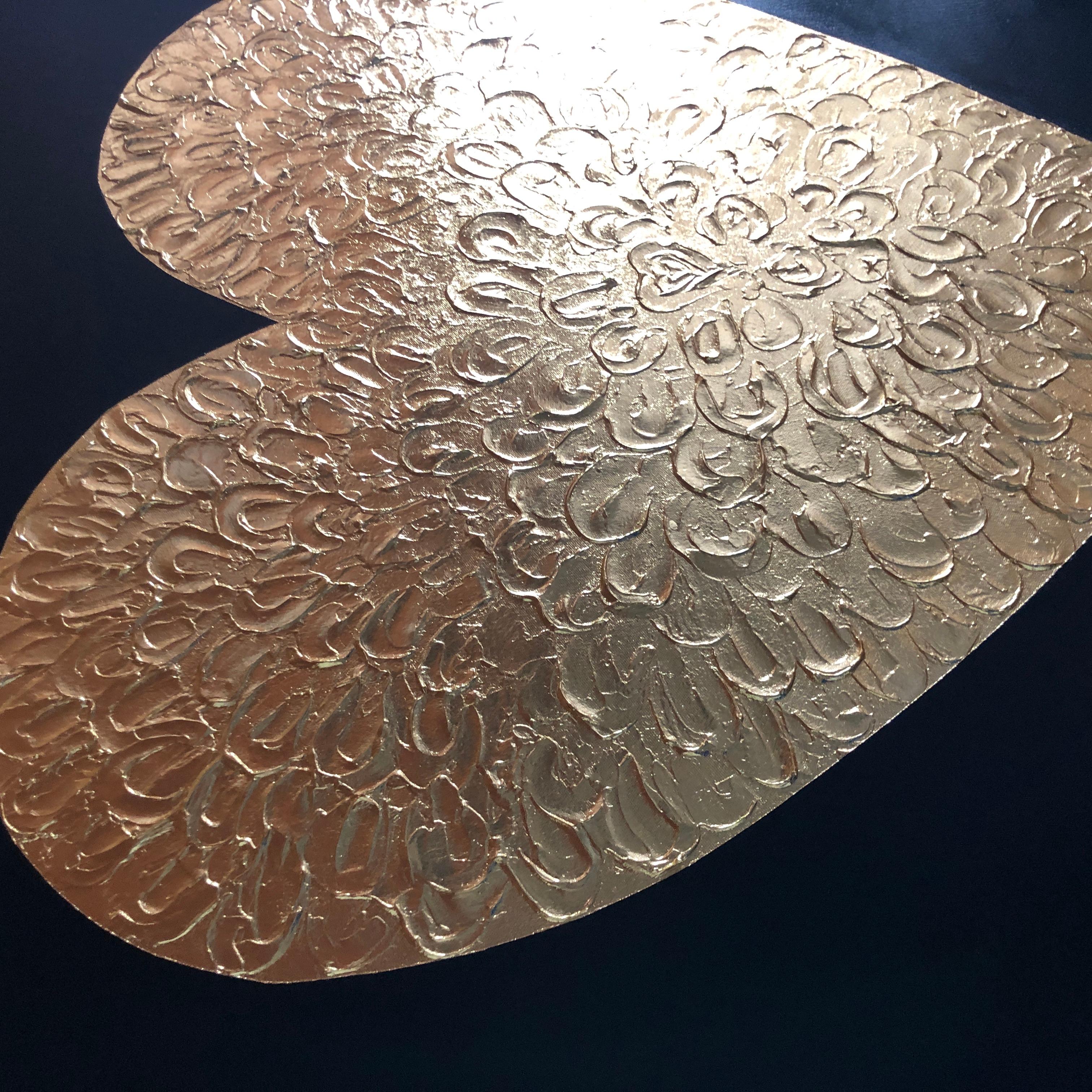 Herz in Gold - 3D Liebe, Amour, Amore Weiß und Gold strukturiert, Vergoldung im Angebot 1