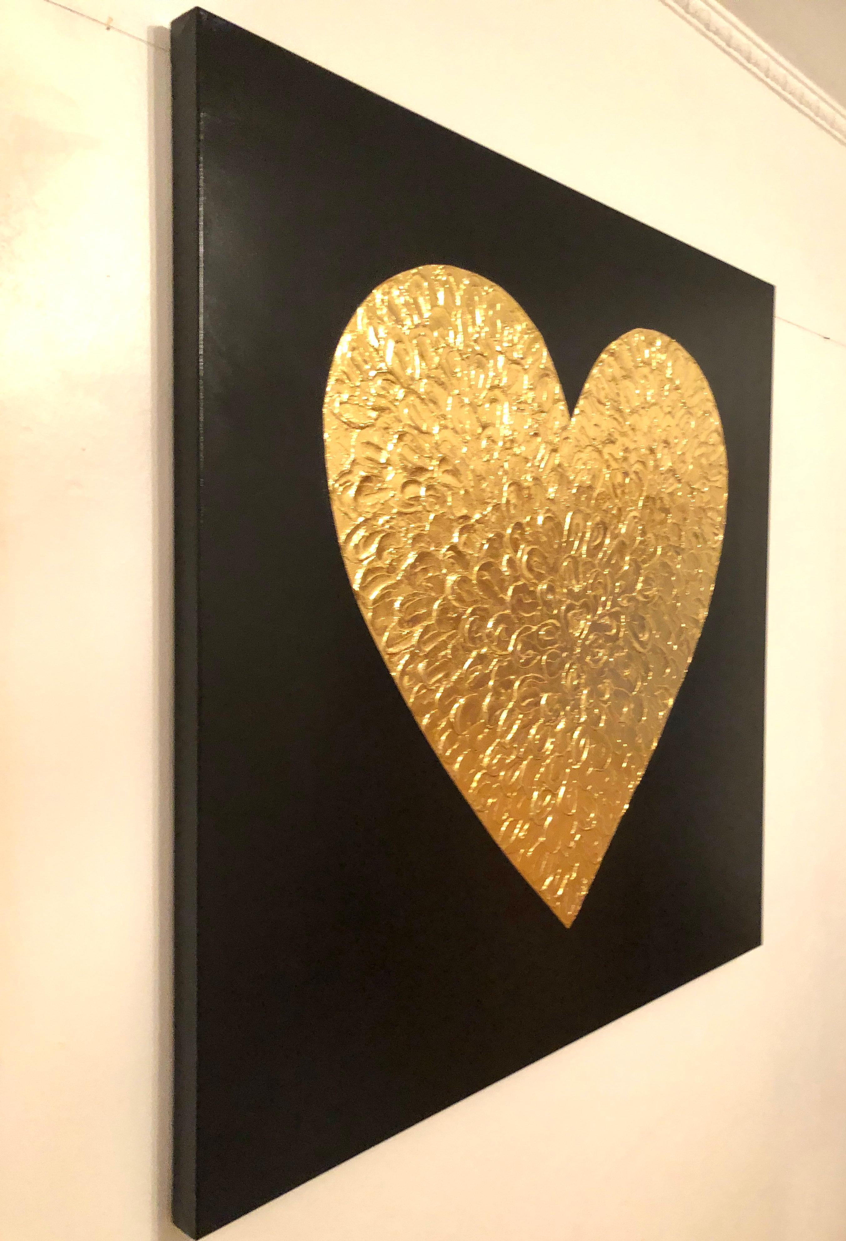 Herz in Gold - 3D Liebe, Amour, Amore Weiß und Gold strukturiert, Vergoldung im Angebot 2