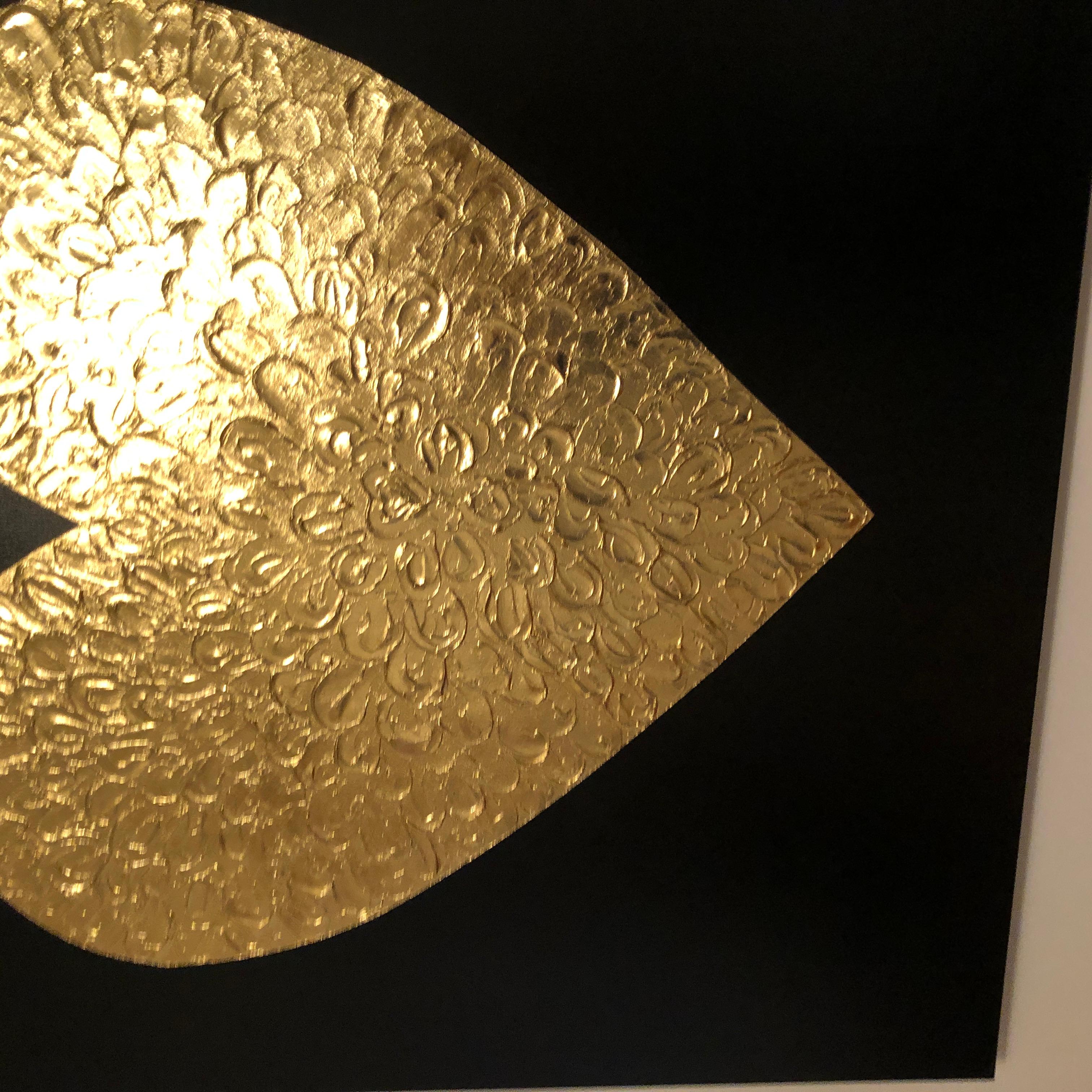 Herz in Gold - 3D Liebe, Amour, Amore Weiß und Gold strukturiert, Vergoldung im Angebot 3