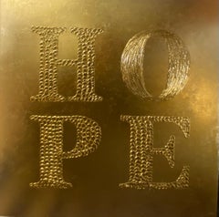 HOPE - gold leaf 3D, textured, minimalism