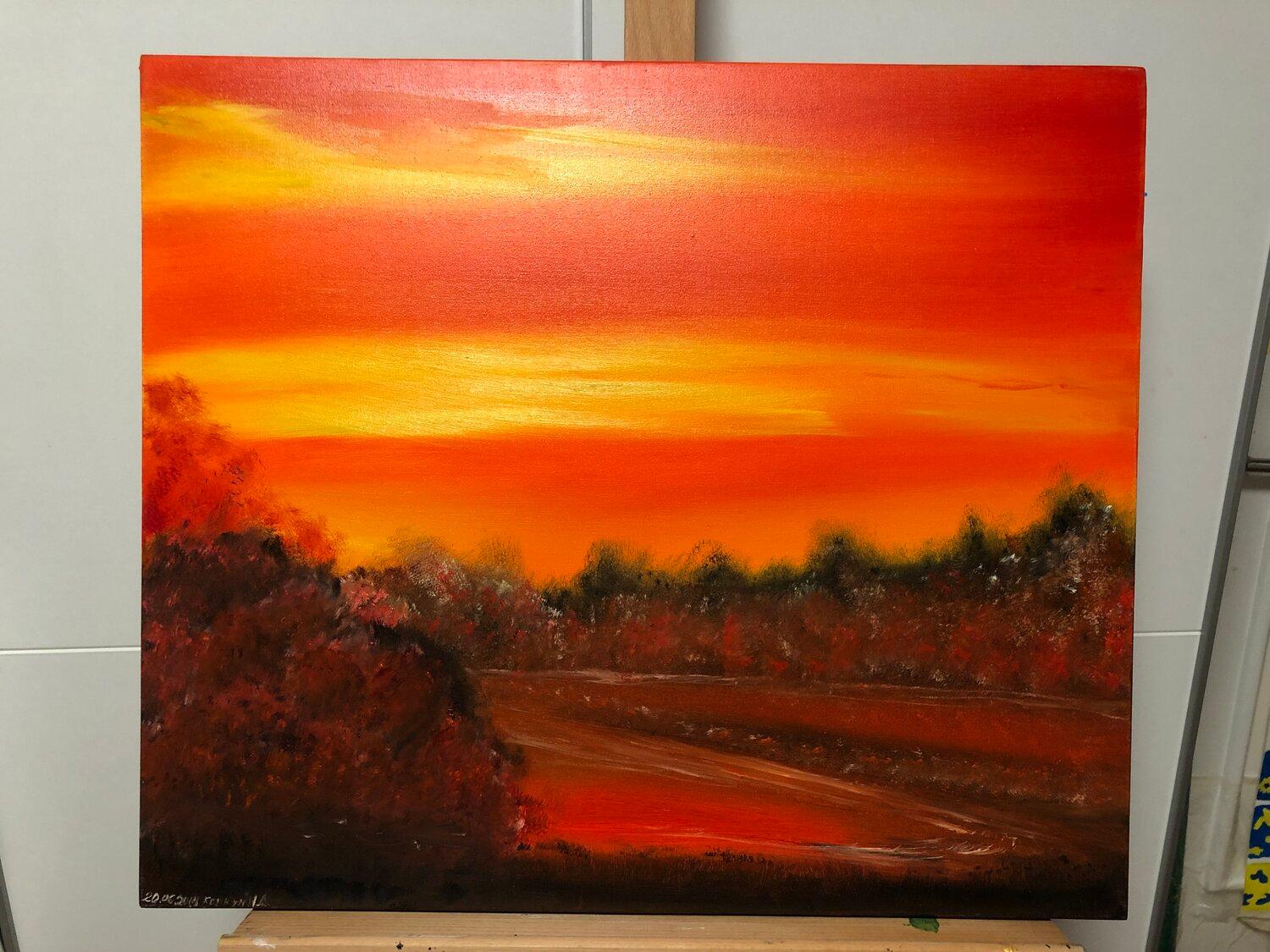 Paesaggio rosso fuoco in vendita 8