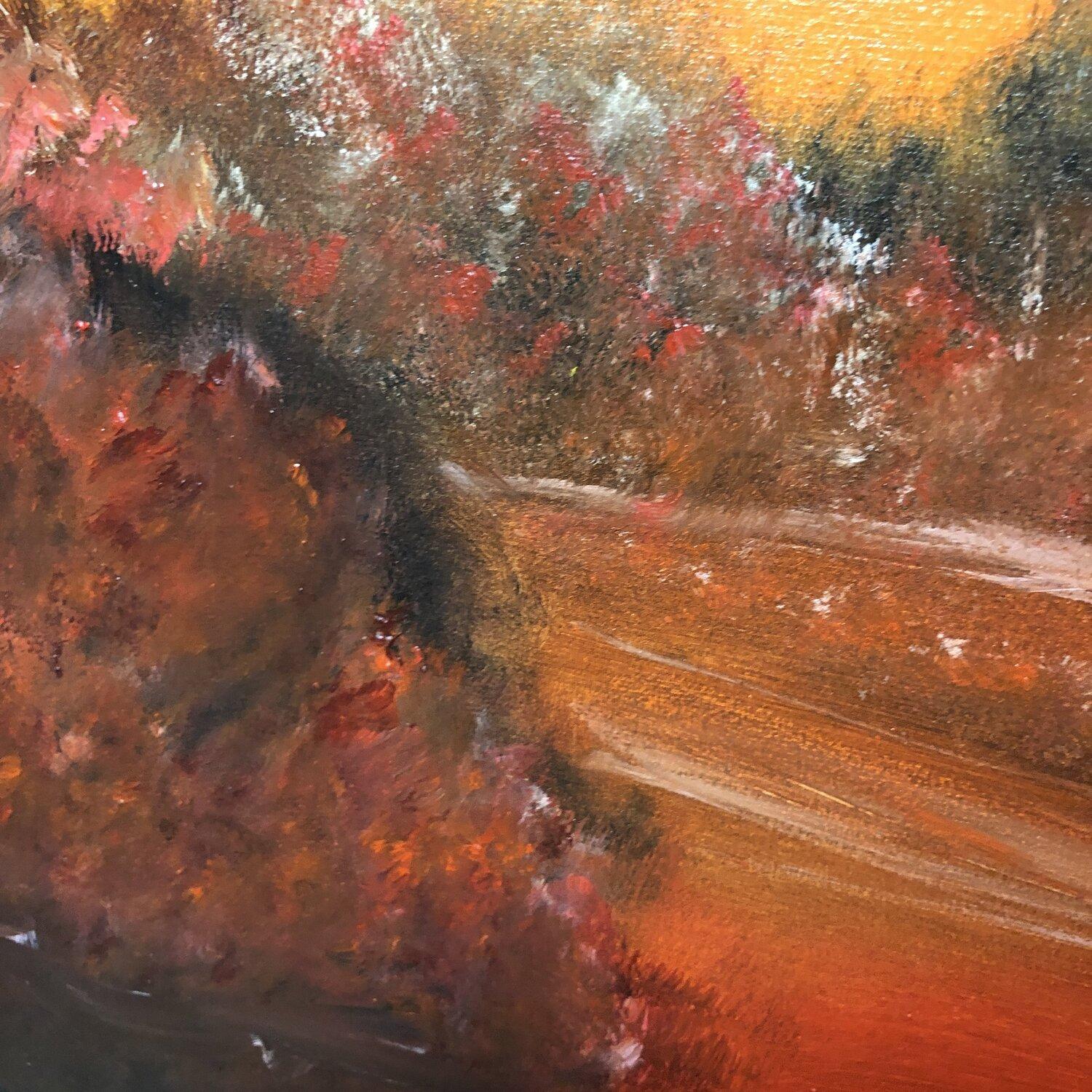 Paesaggio rosso fuoco - Painting Astratto di Nataliia Krykun
