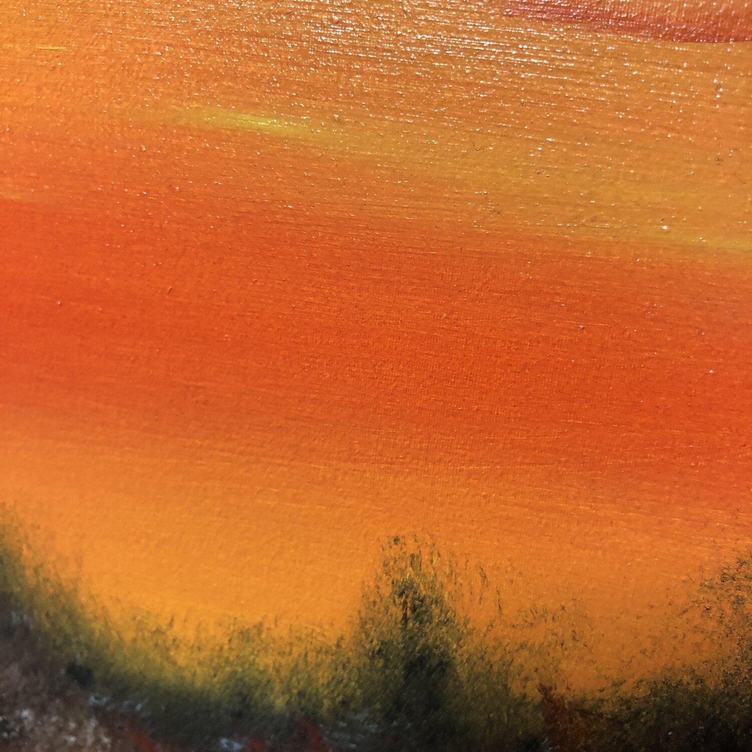 Paesaggio rosso fuoco - Landscape Painting Rosso di Nataliia Krykun