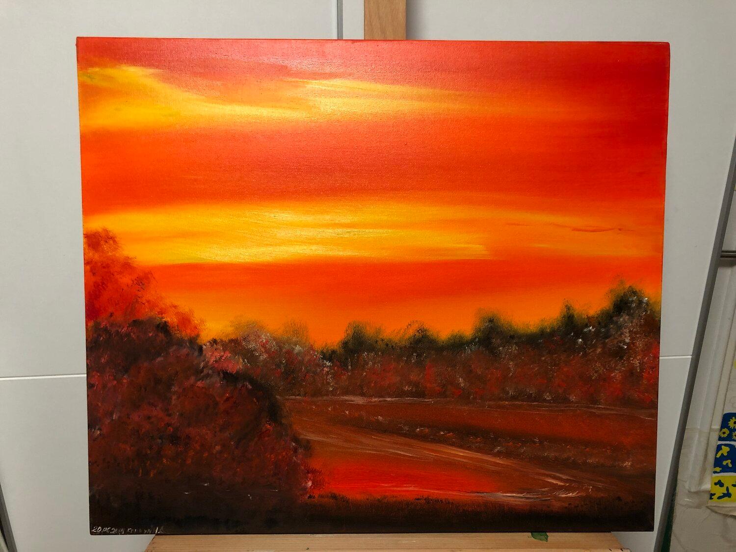 Paesaggio rosso fuoco in vendita 4