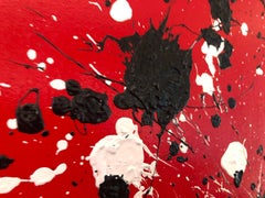 "Infinite Flightt" series, red, white, black large abstraction, drops