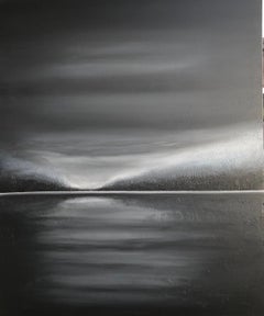 "Lago al atardecer" - 3d textura minimalismo abstracción paisaje marino