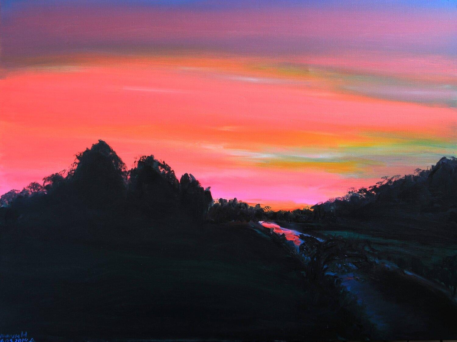 PAESAGGIO - Landscape Painting Nero di Nataliia Krykun