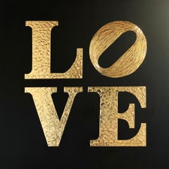 Series „Love“  2 - 3D love, Amour, Amore white and gold textured