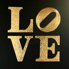 "Amor"  - 3D amor, Amour, Amore blanco y dorado texturizado