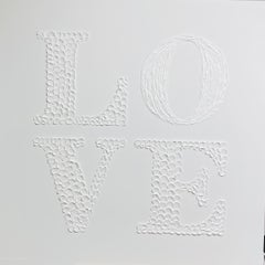 Love - abstract in 3D, textured white wall sculpture