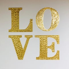 Love gold - Amor 3D, Amour, Amore blanco y dorado texturizado, dorado