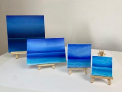 Paisaje marino minimalista: lago azul, agua, horizonte, océano