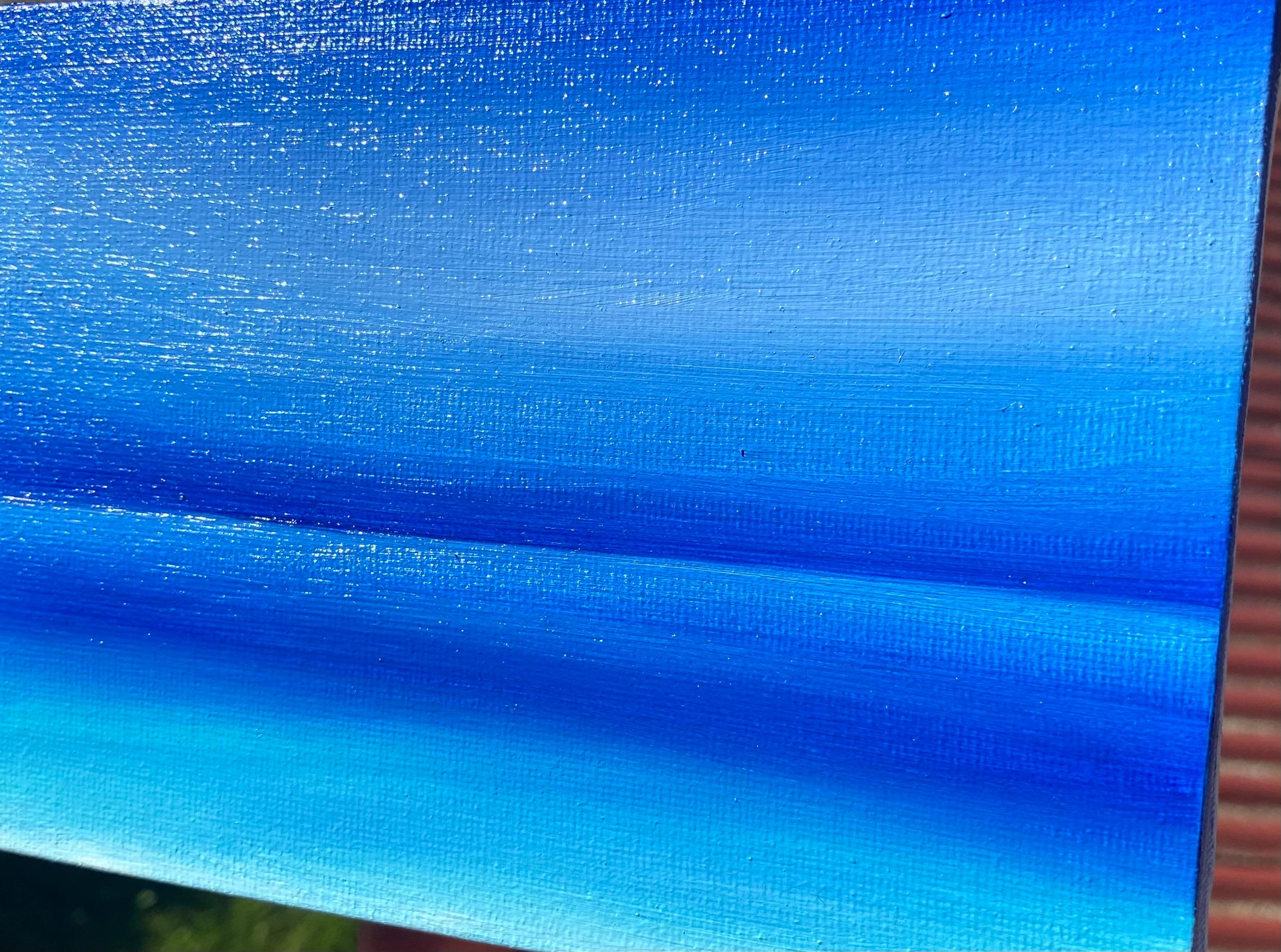 Paisaje marino minimalista: lago azul, agua, horizonte, océano en venta 3