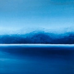 „Night lake in Ukraine“ Blue abstract impressions minimalism seascape, water sky