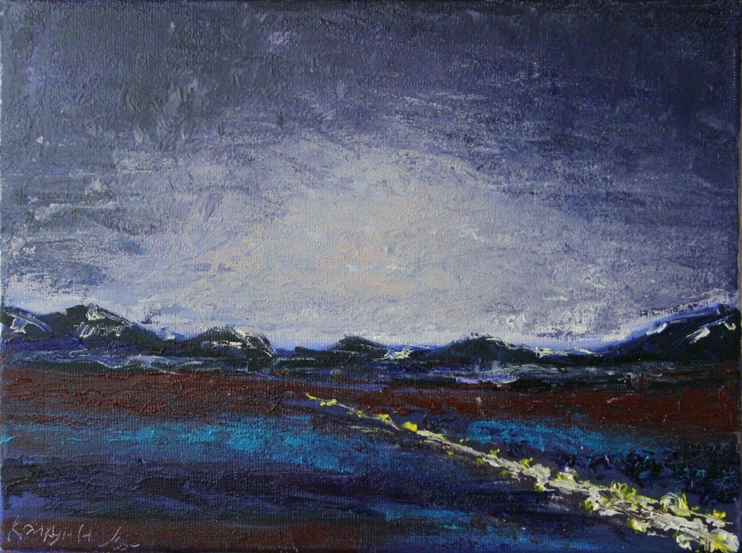 Paesaggio notturno - Painting di Nataliia Krykun
