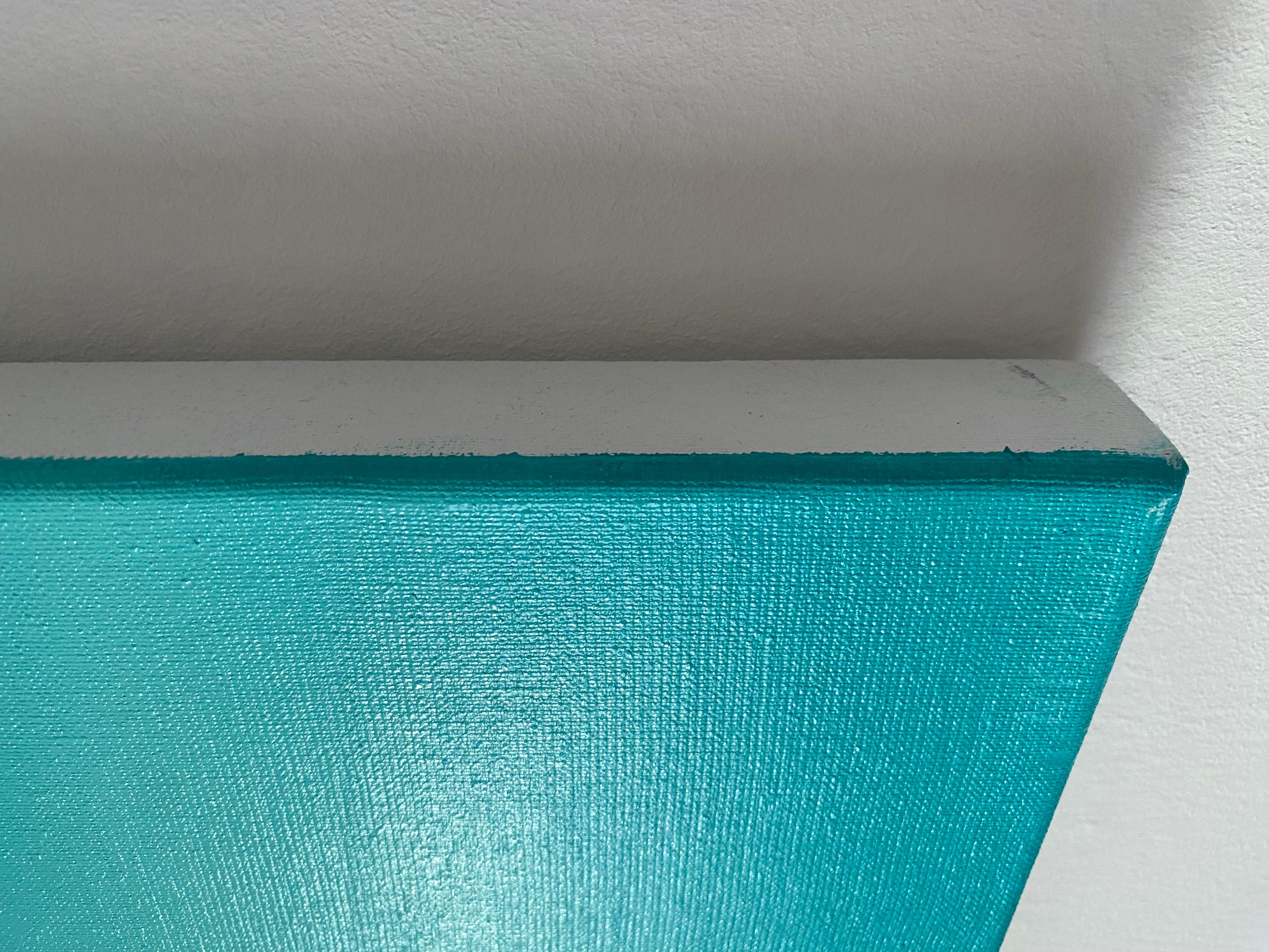 Océano, agua turquesa profunda, -  verano, ola, paisaje marino, minimalista - Landscape Painting Azul de Nataliia Krykun