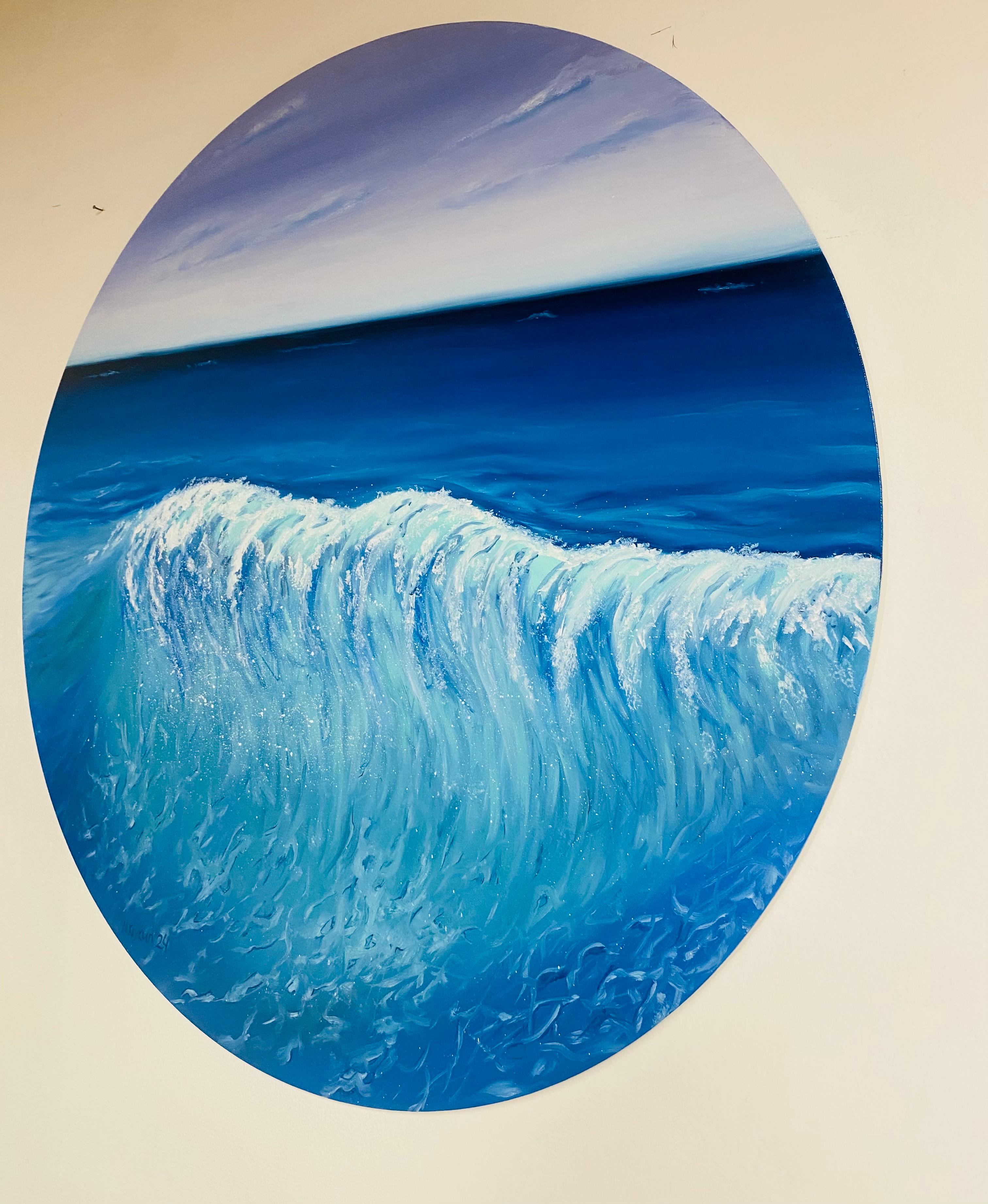 Ola del océano - Agua turquesa y horizonte oceánico, paisaje marino azul, olas en venta 6