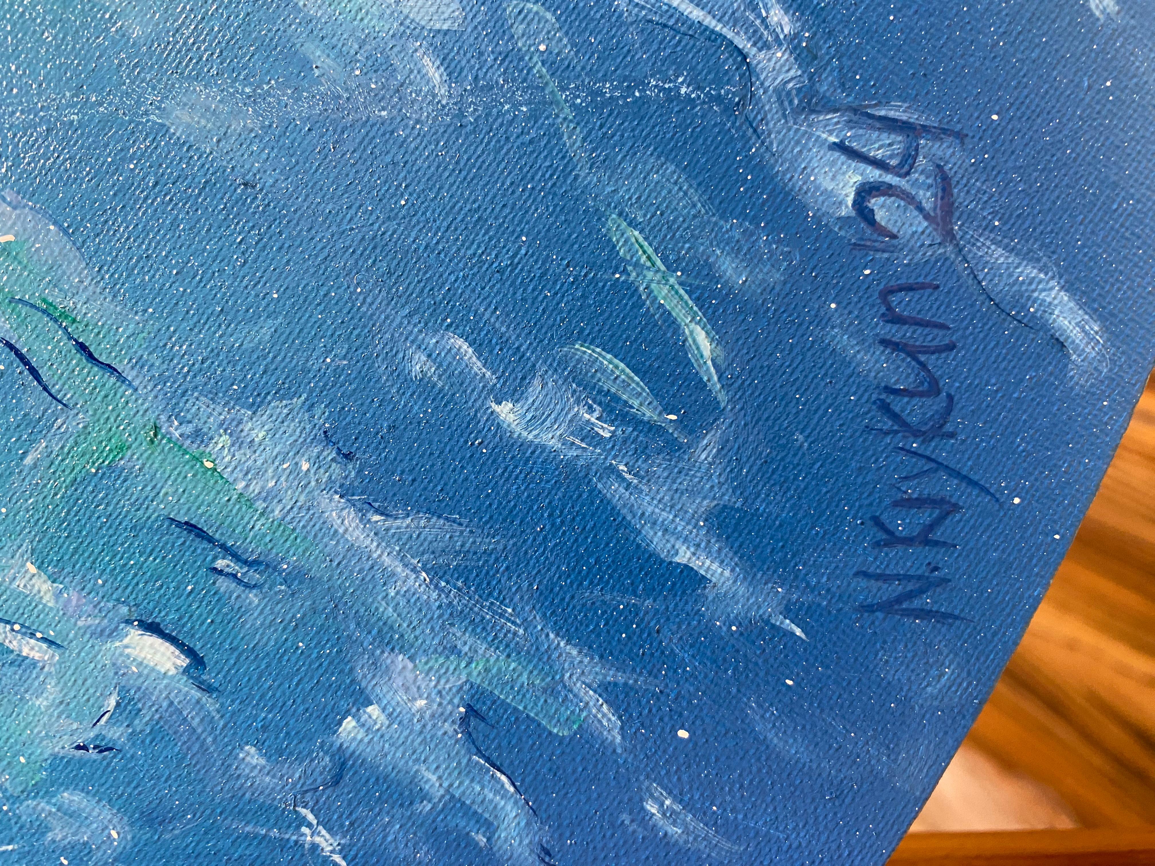 Óleo original de paisaje marino sobre lienzo redondo de D 80 y laterales de 2 cm de profundidad.
En este cuadro, he canalizado la serenidad del mar, captando el horizonte tranquilo donde se encuentran el cielo y el agua. Utilizando óleos, mezclé