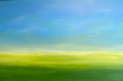 Rape Field, minimalism landscape blue sky, green field