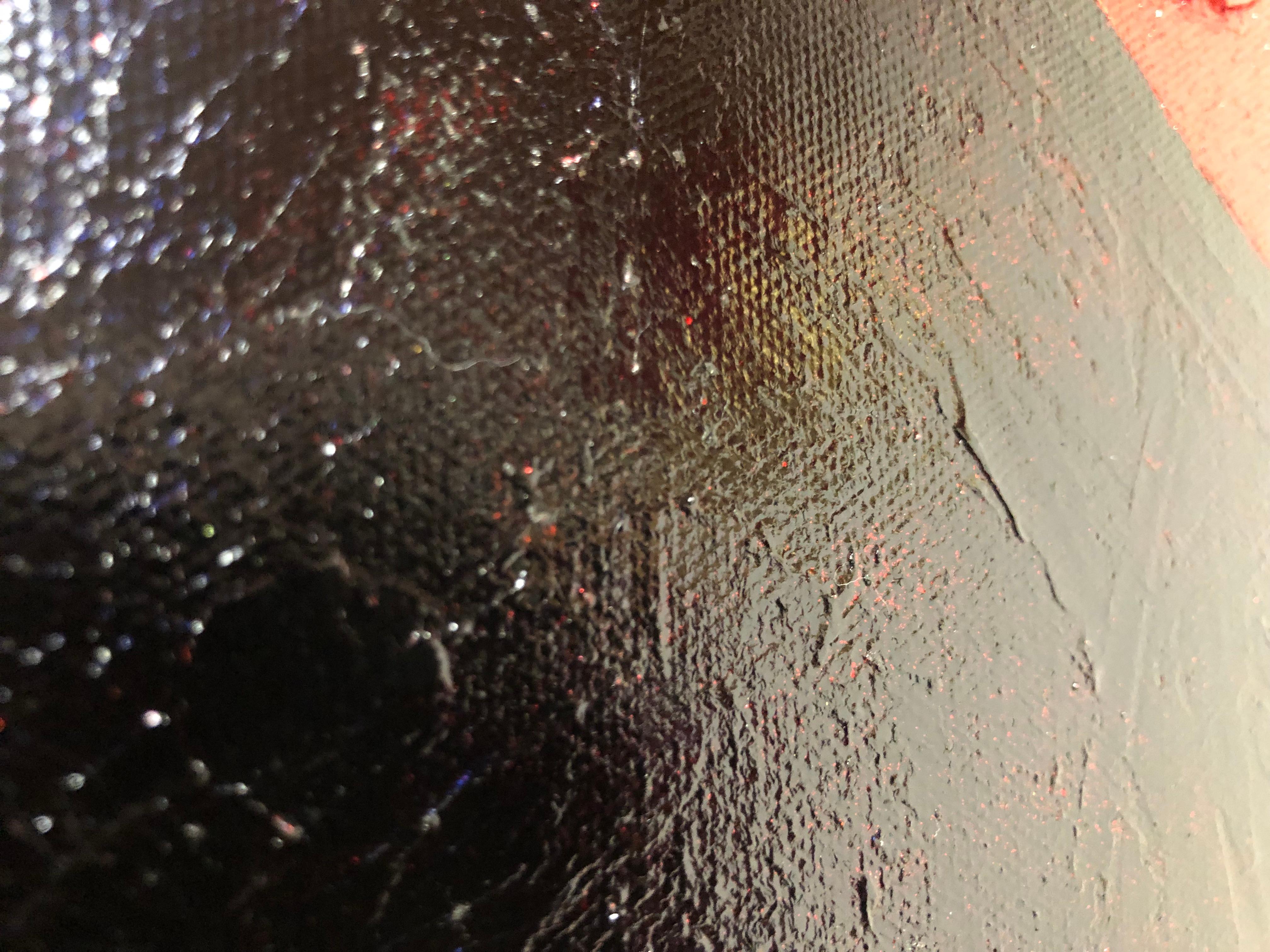 Red Heart on black - 3D love, Amour, Amore white and gold textured, gilding For Sale 6