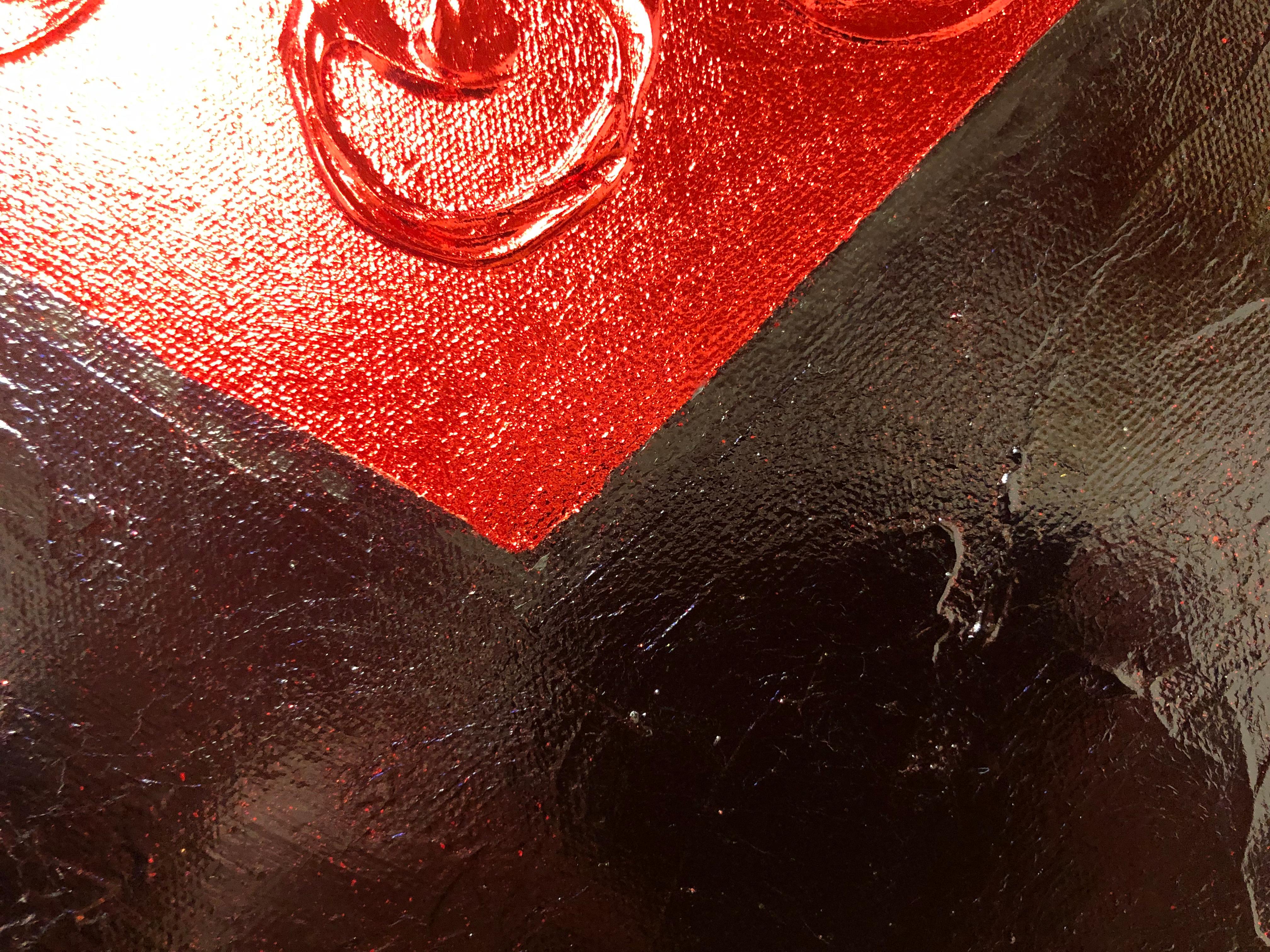 Red Heart on black - 3D love, Amour, Amore white and gold textured, gilding For Sale 7