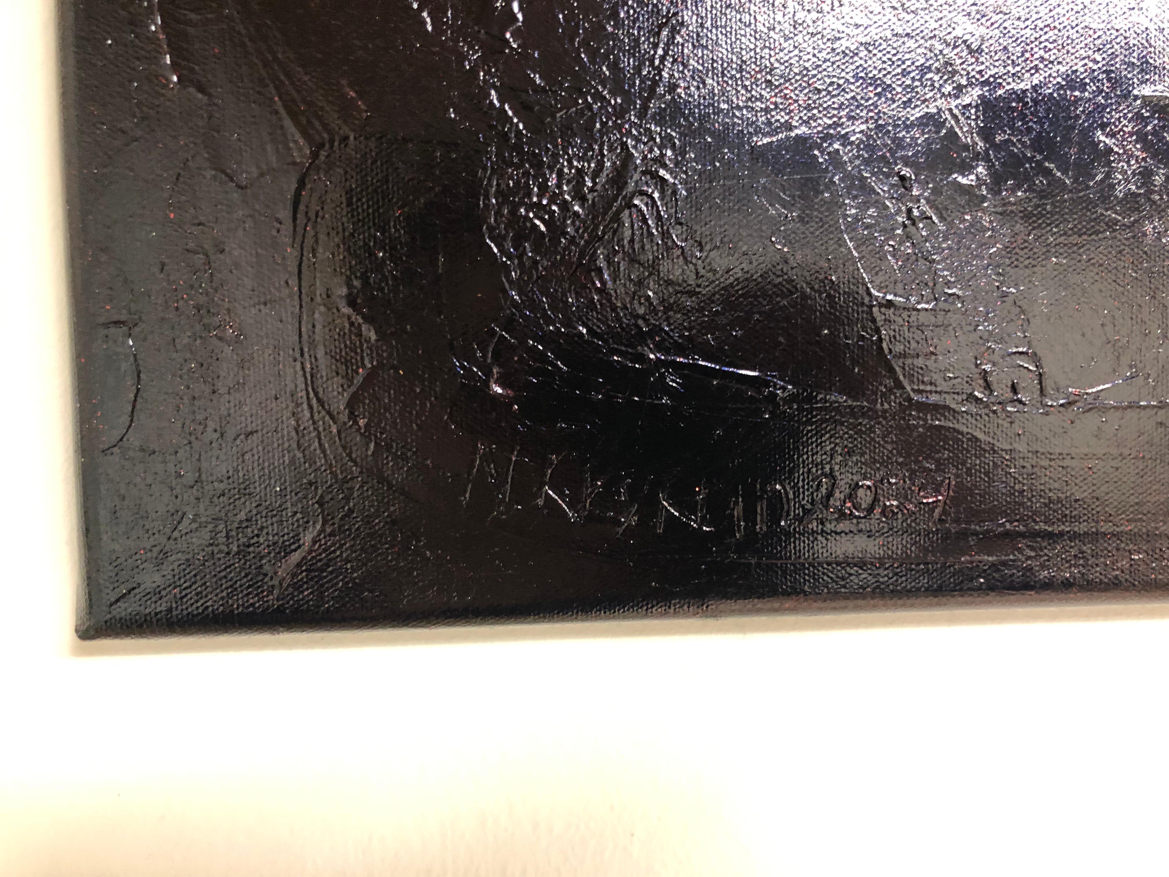Red Heart on black - 3D love, Amour, Amore white and gold textured, gilding For Sale 9