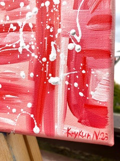 „Red tulips“ - red, white geometric abstraction, dropping