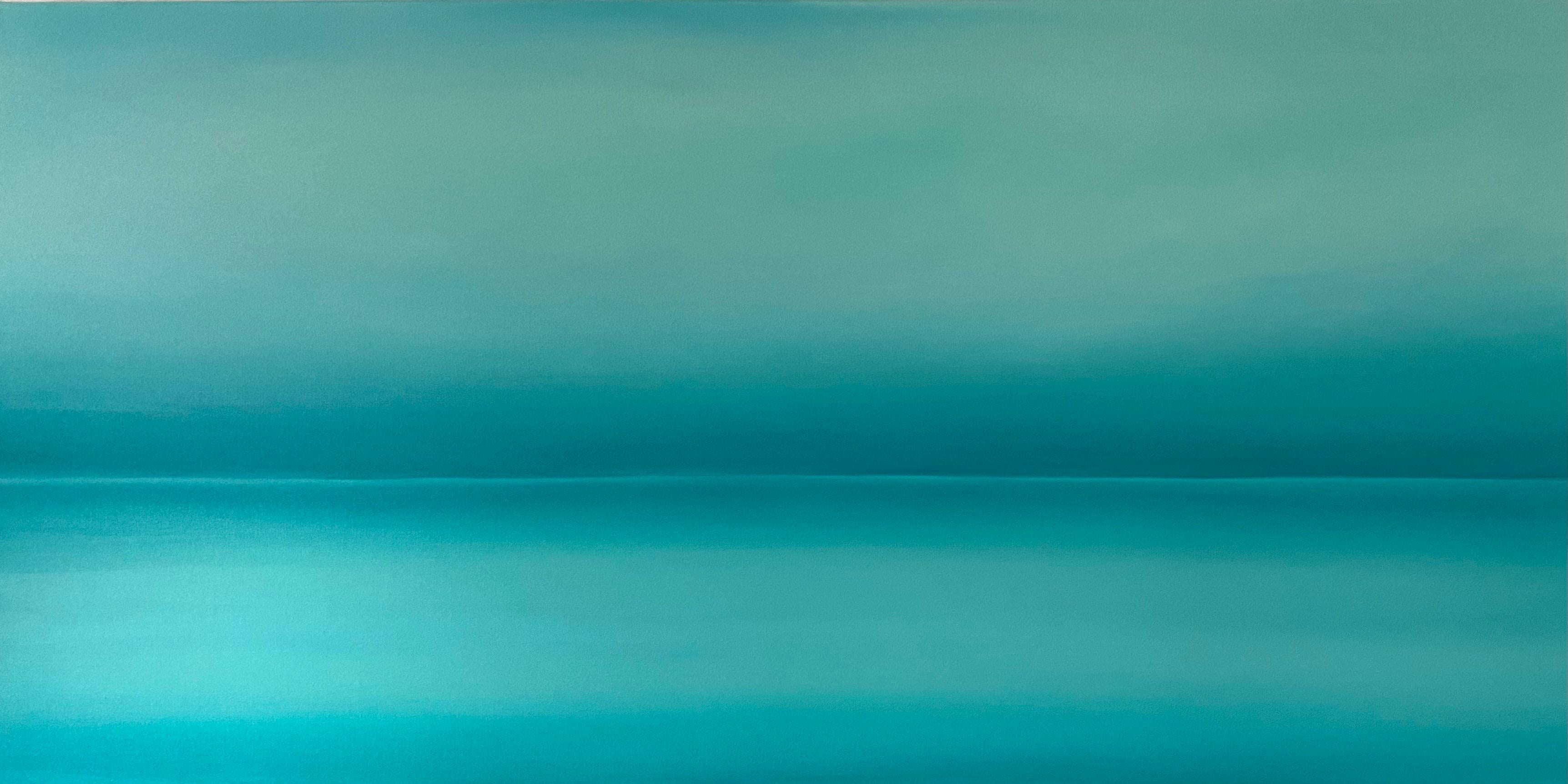 Gemälde „Meeres-Türkis“, abstrakte Wellenmuster, 80 × 160 cm