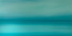 Sea Turquoise Water Painting, Abstract Wave Patterns, 80x160 cm