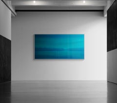 Twilight Ocean Abstract Painting, Fluid Wave Patterns, 60x120 cm, Sea turquoise