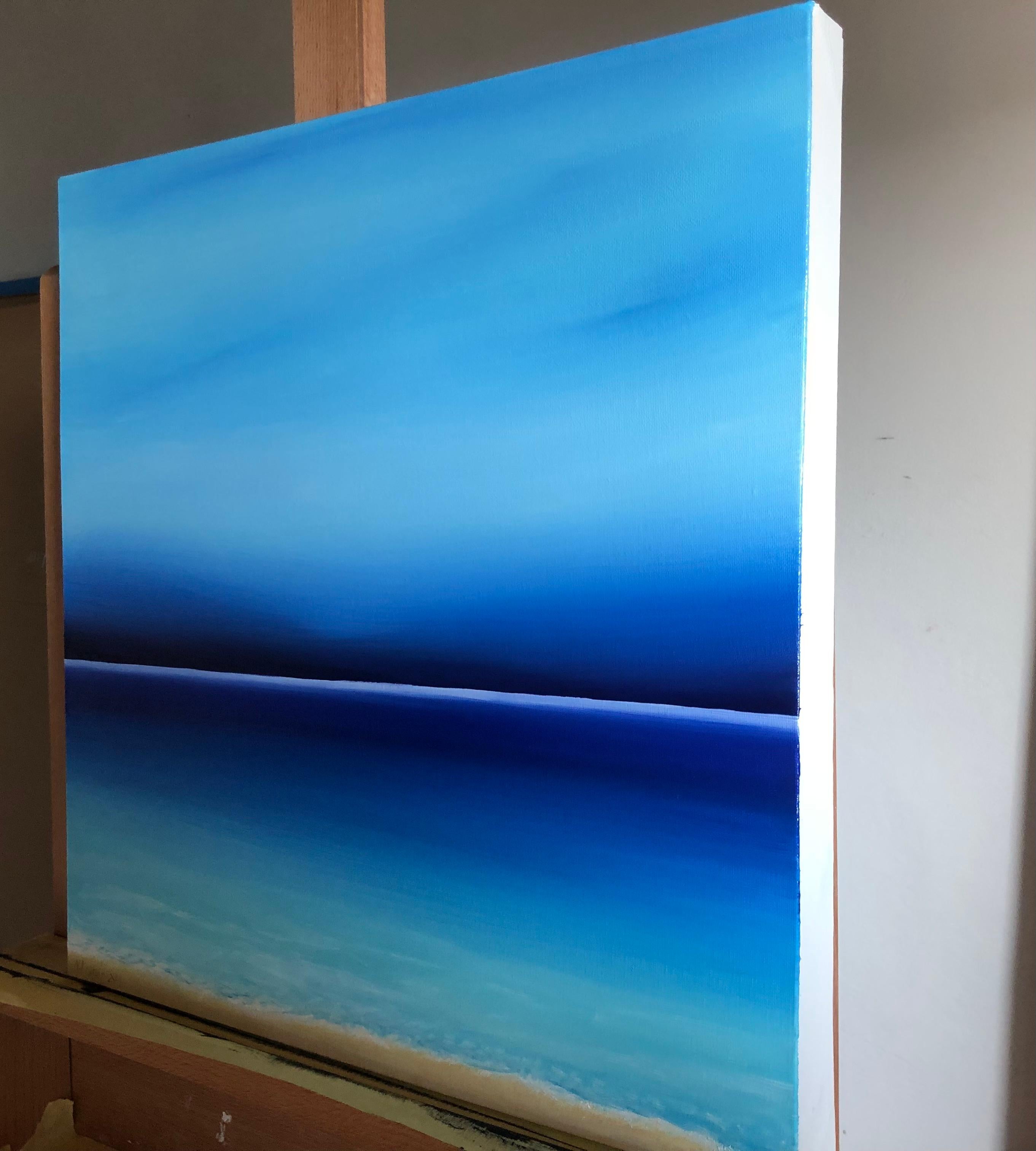 Paisaje marino azul minimalismo - Puesta de sol, horizonte, olas turquesas en venta 2