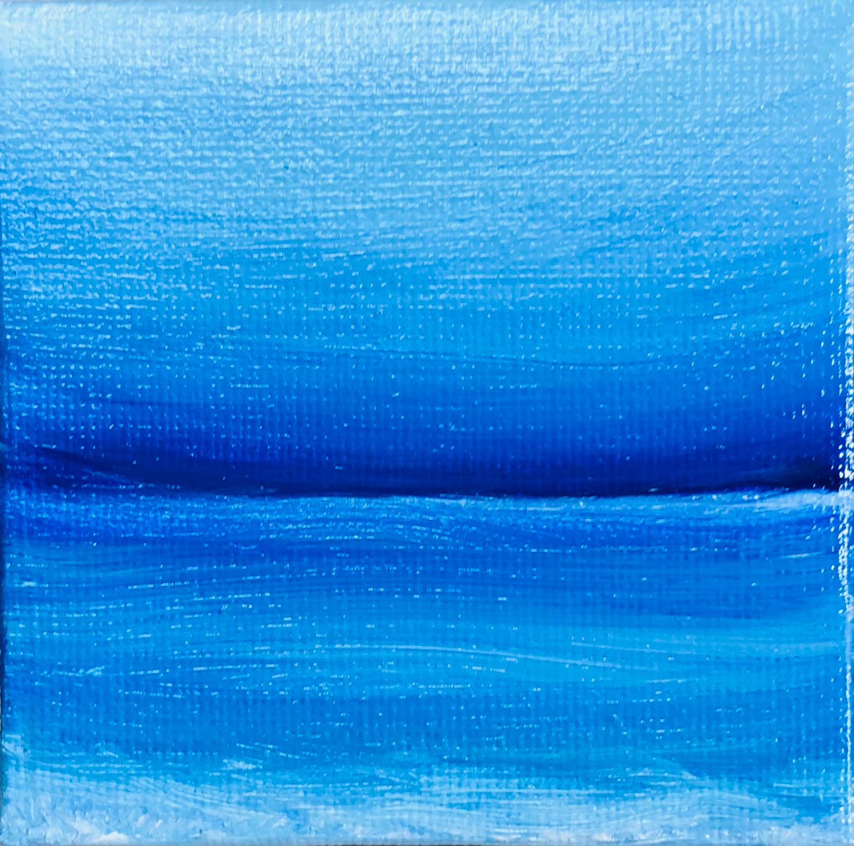 Paesaggio marino blu - Tramonto, orizzonte e onde turchesi - Painting di Nataliia Krykun
