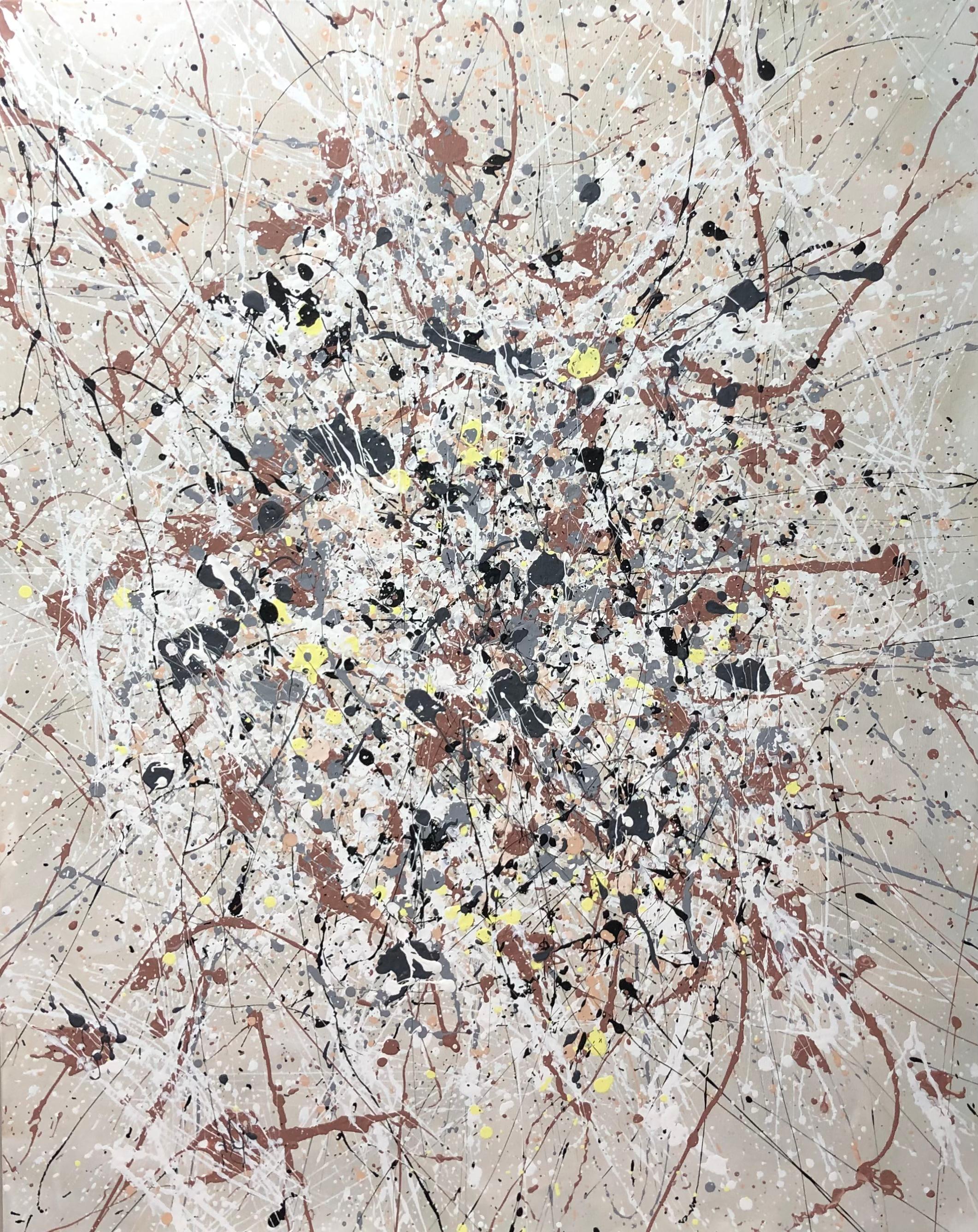 Nataliia Krykun Abstract Painting – Serie Between Heaven and Earth – Pastell, ruhiges Interieur im skandinavischen Stil