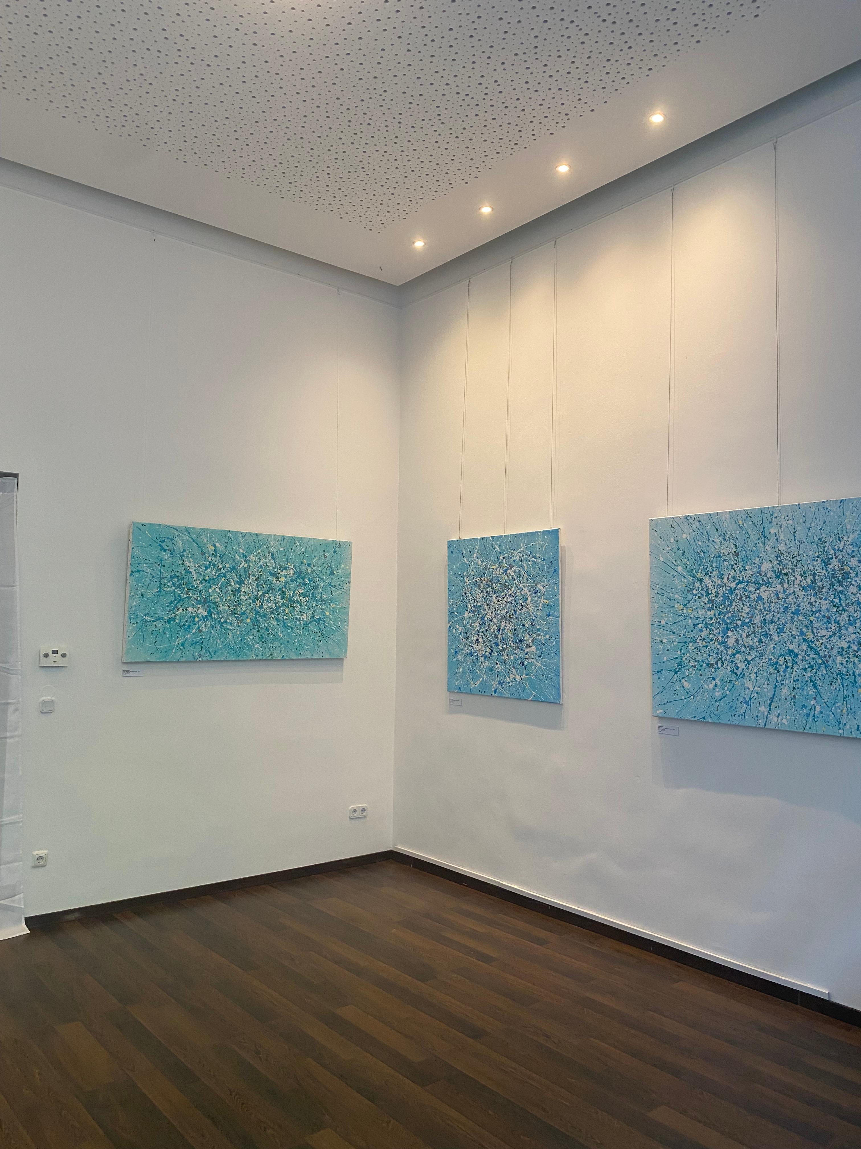 In creating this piece, I poured my soul into the canvas, channeling the boundless skies and the depths of the oceans. My use of acrylics and oils, together with a hint of lacquer, has breathed life into this abstract expression, a harmonious