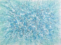 Serie "Entre el Cielo y la Tierra" - azul turquesa gran abstracción interior