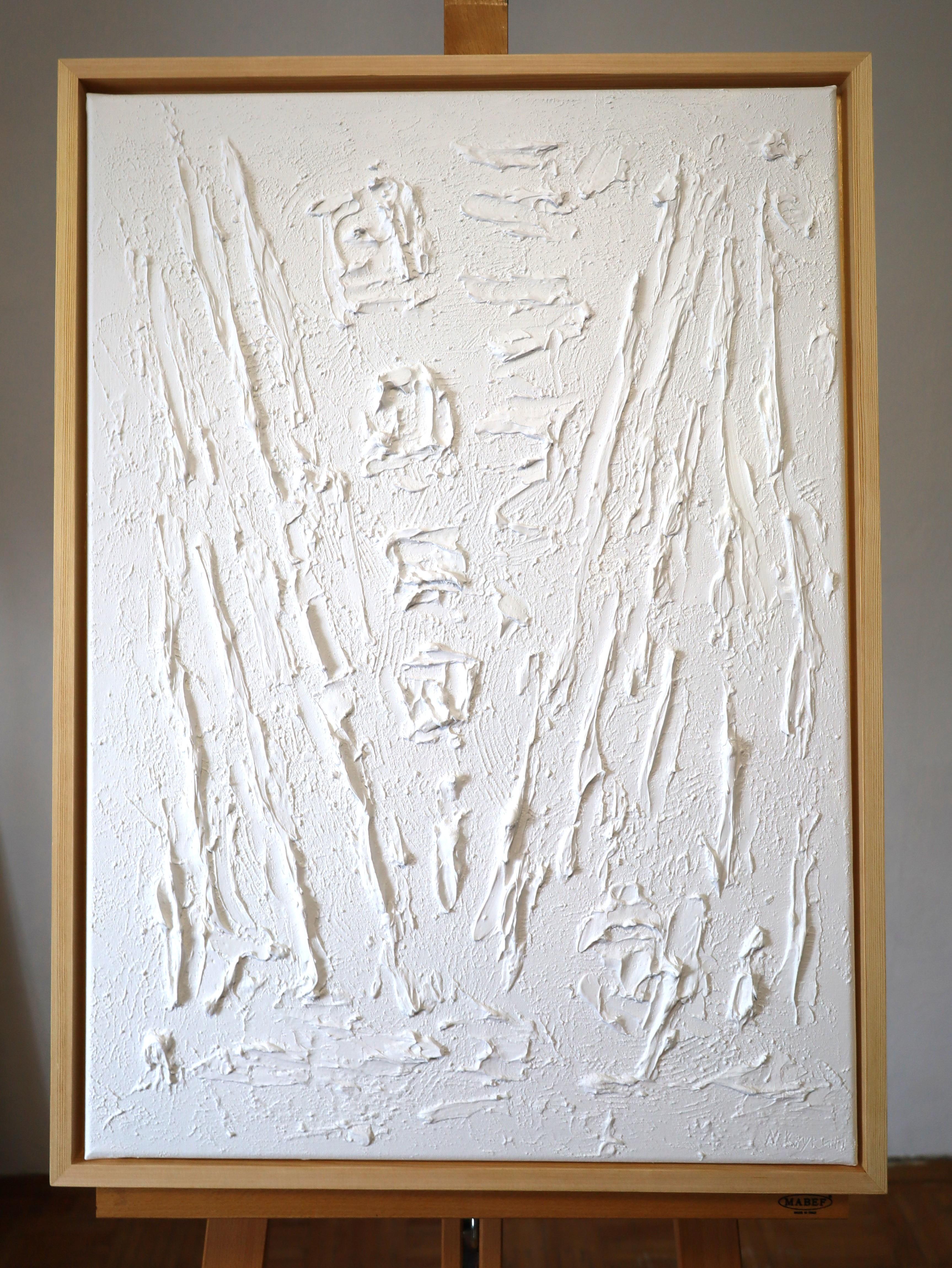 Series “Essential Silence“- 5, white abstraction in 3D, textured For Sale 8