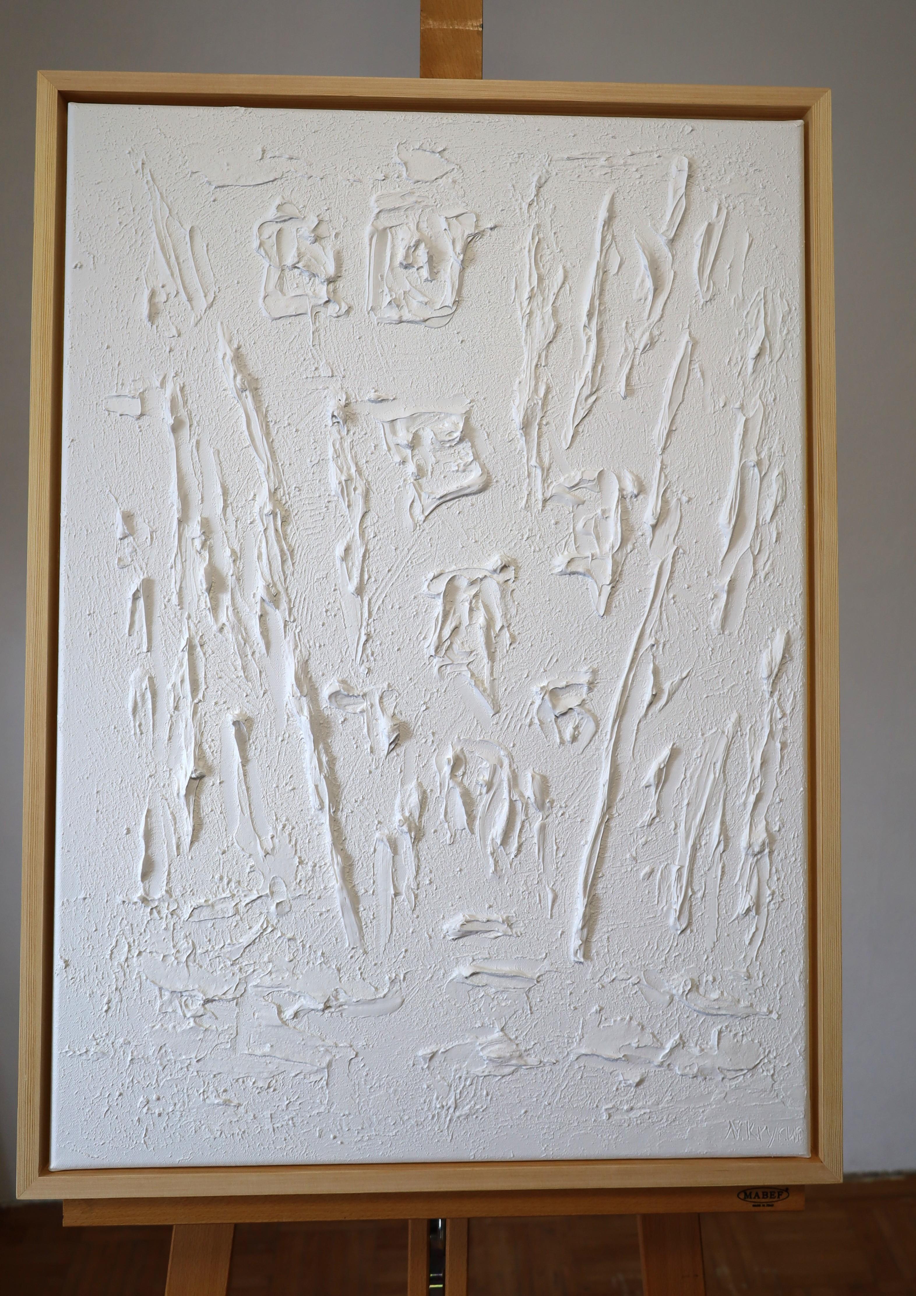 Series “Essential Silence“- 1, white abstraction in 3D, textured For Sale 12