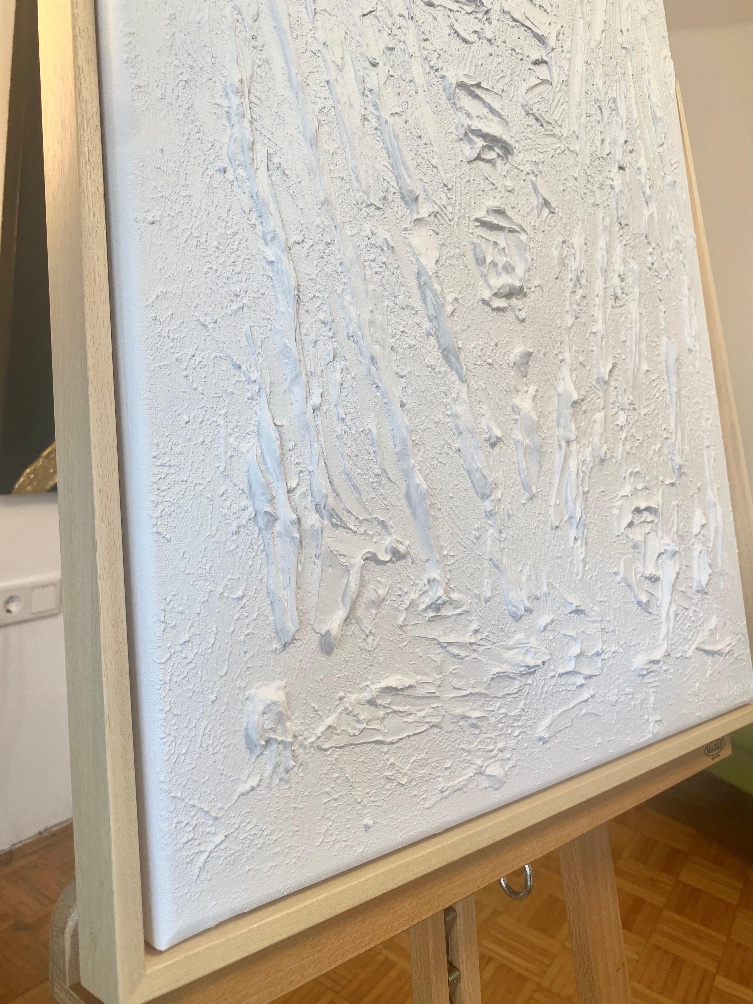 Series “Essential Silence“- 5, white abstraction in 3D, textured For Sale 14