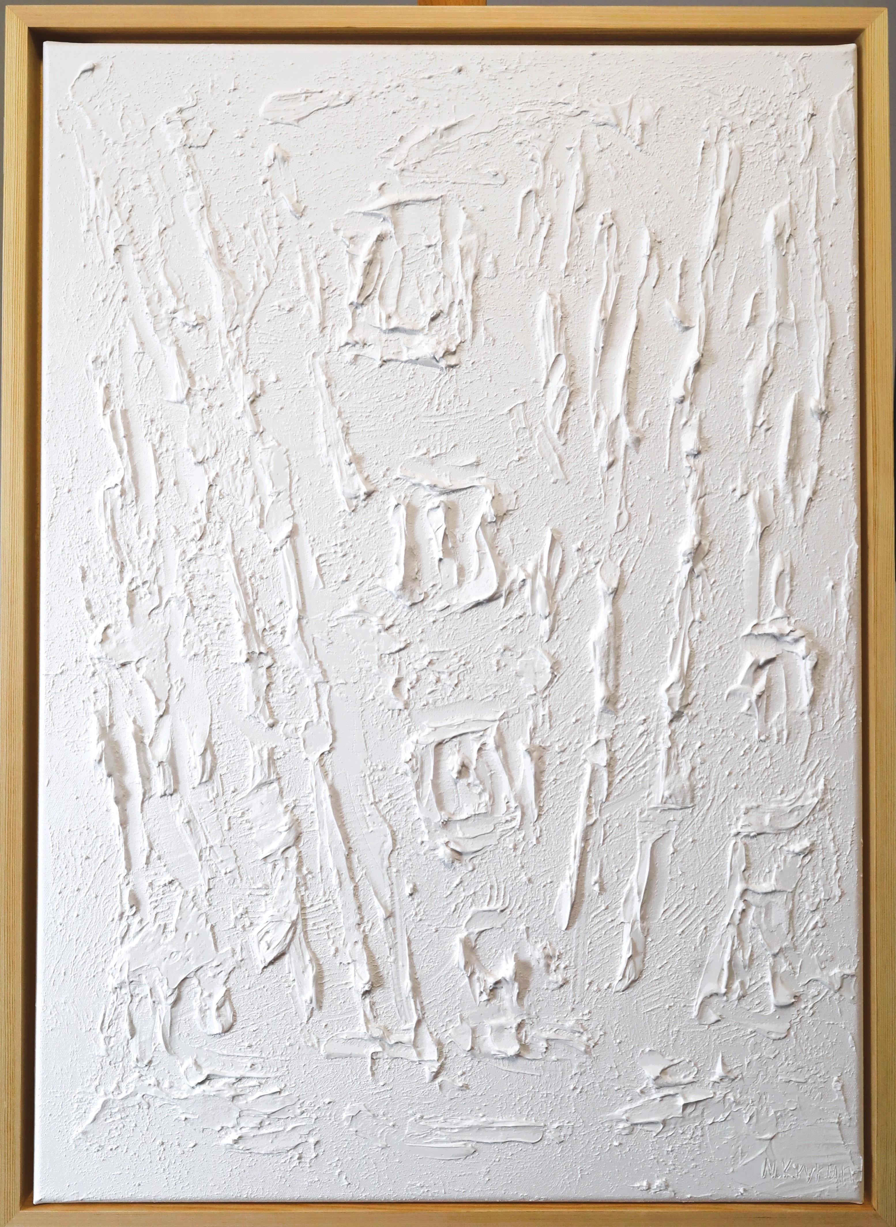 Series “Essential Silence“- 1, white abstraction in 3D, textured For Sale 5