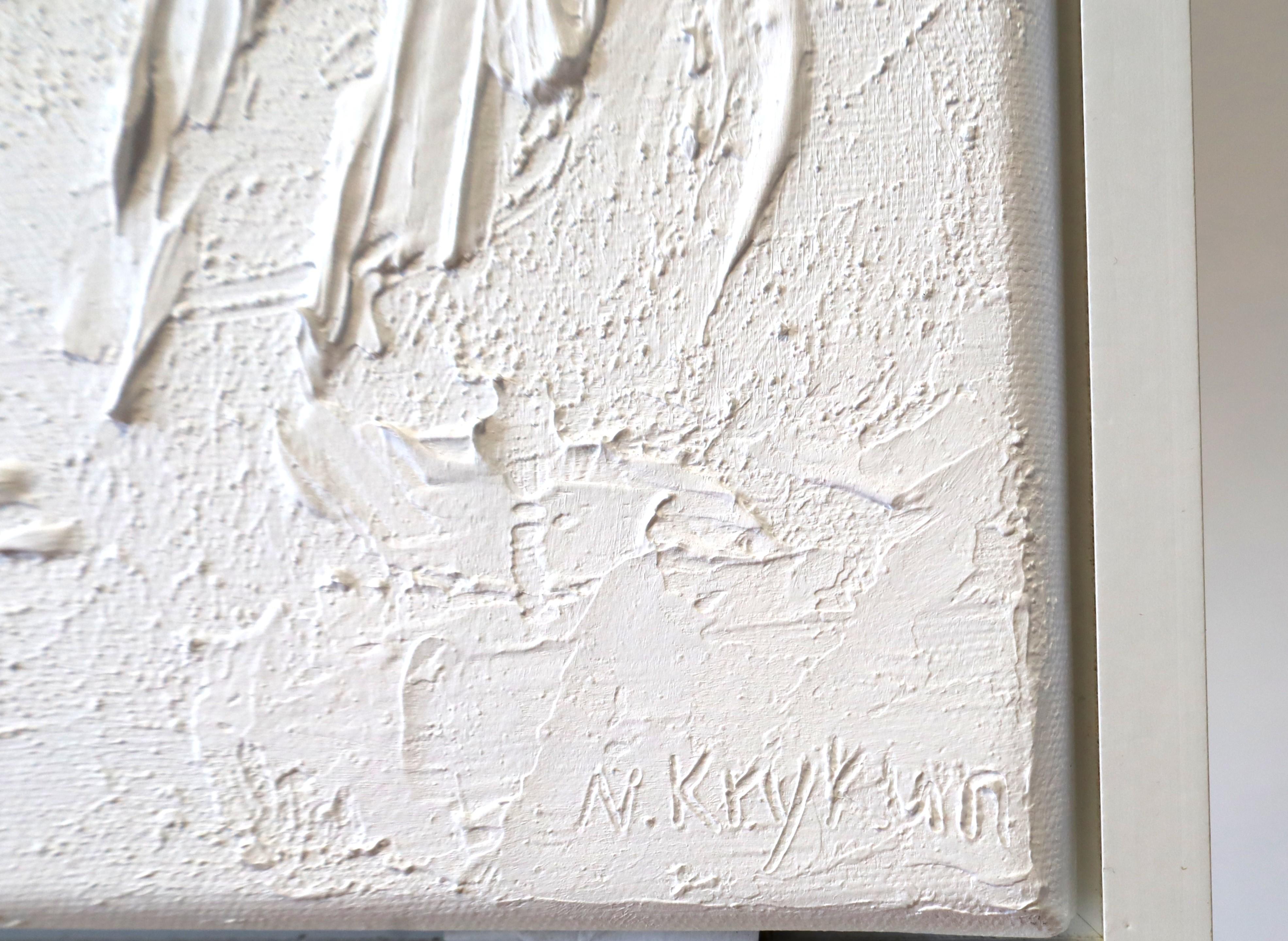 Series “Essential Silence“- 1, white abstraction in 3D, textured For Sale 7