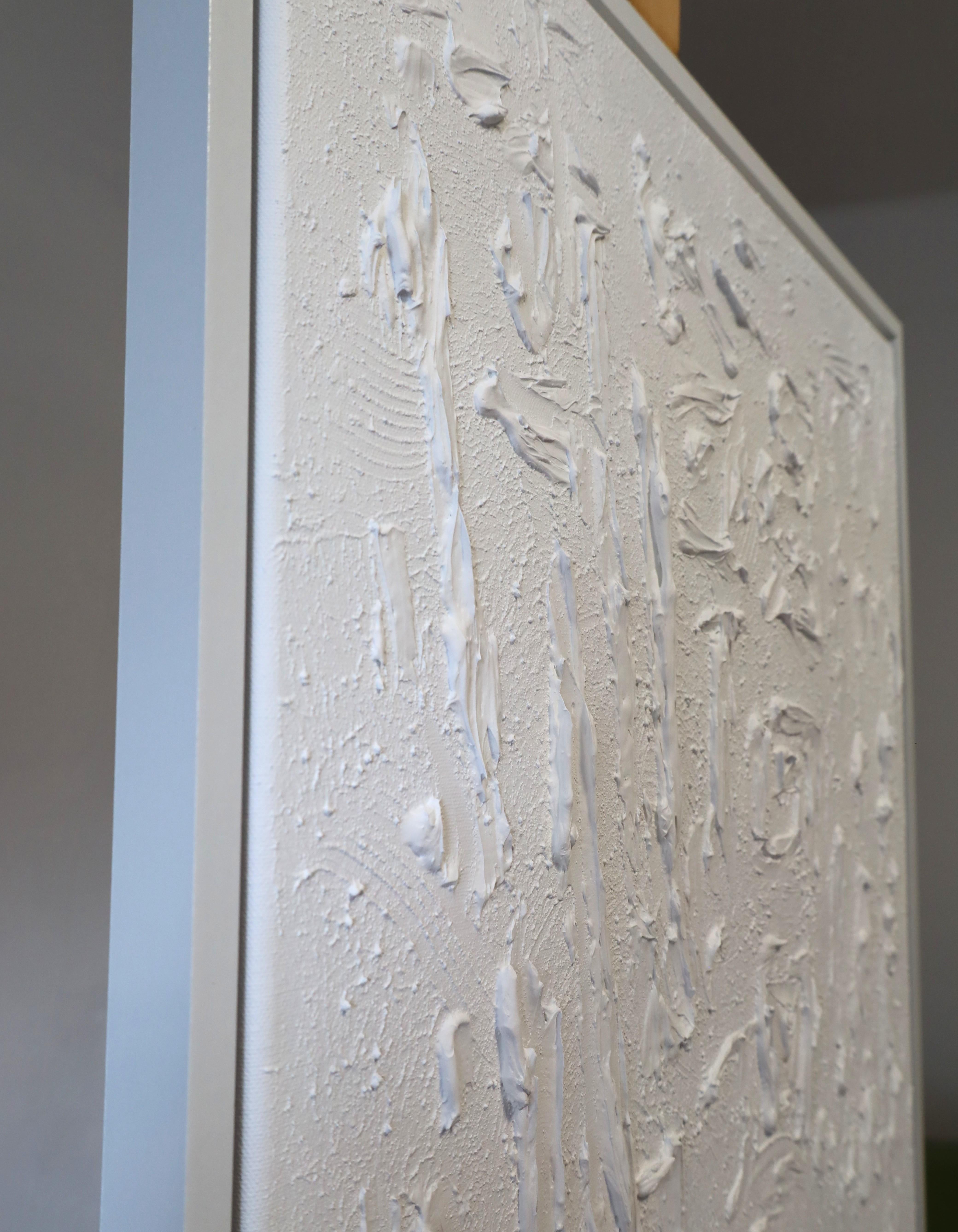 Series “Essential Silence“- 1, white abstraction in 3D, textured For Sale 9