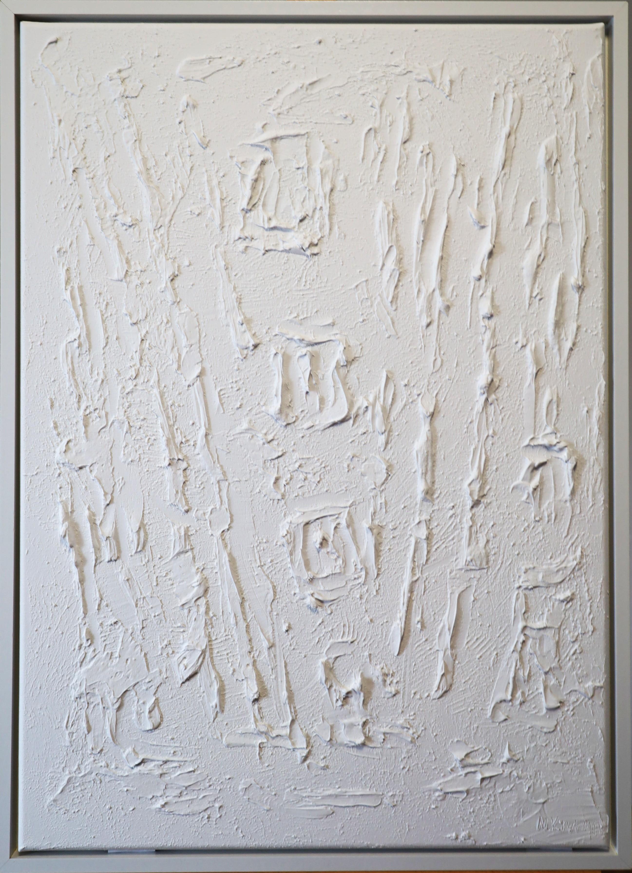 Series “Essential Silence“- 1, white abstraction in 3D, textured For Sale 11
