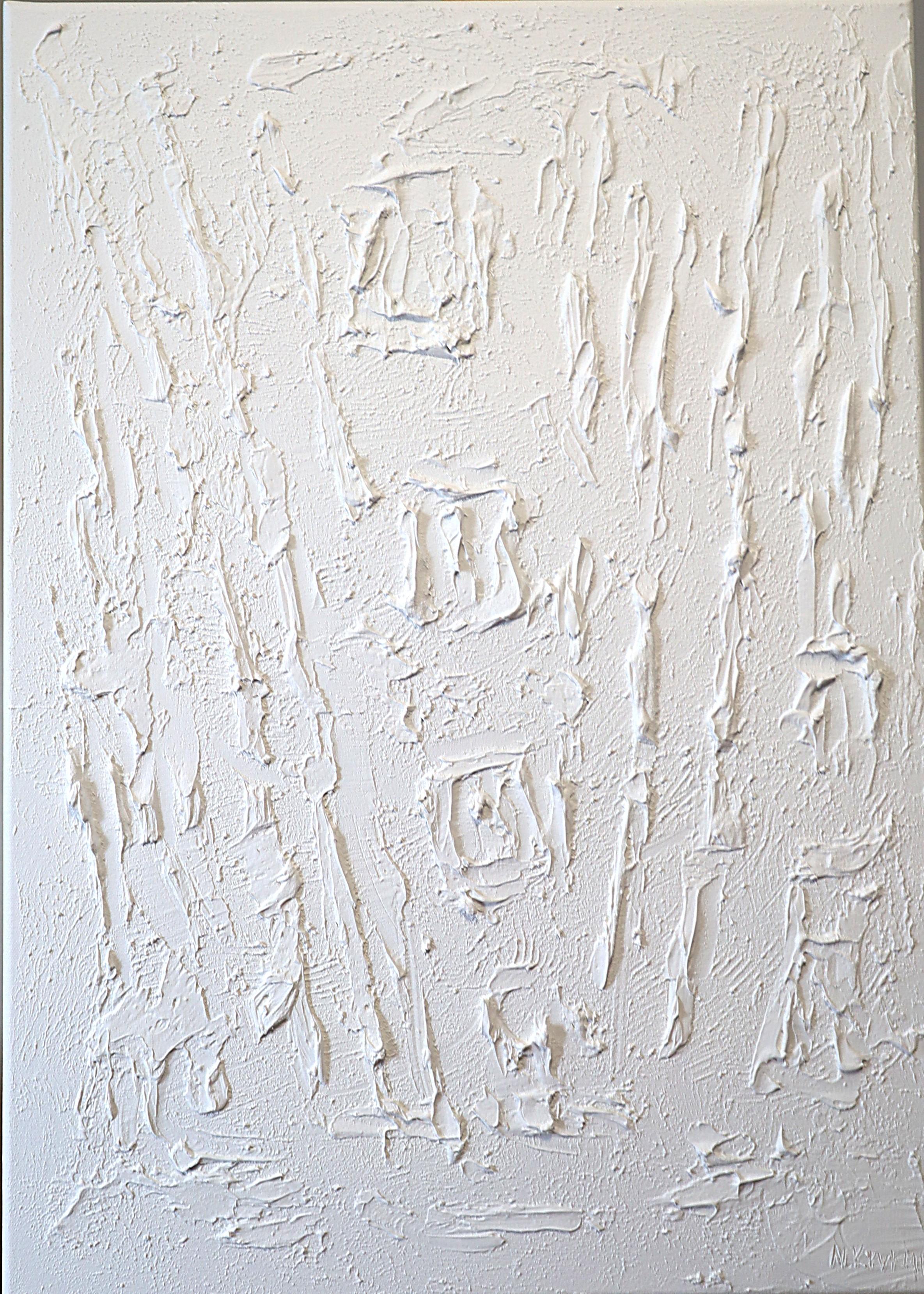Series “Essential Silence“- 1, white abstraction in 3D, textured For Sale 3