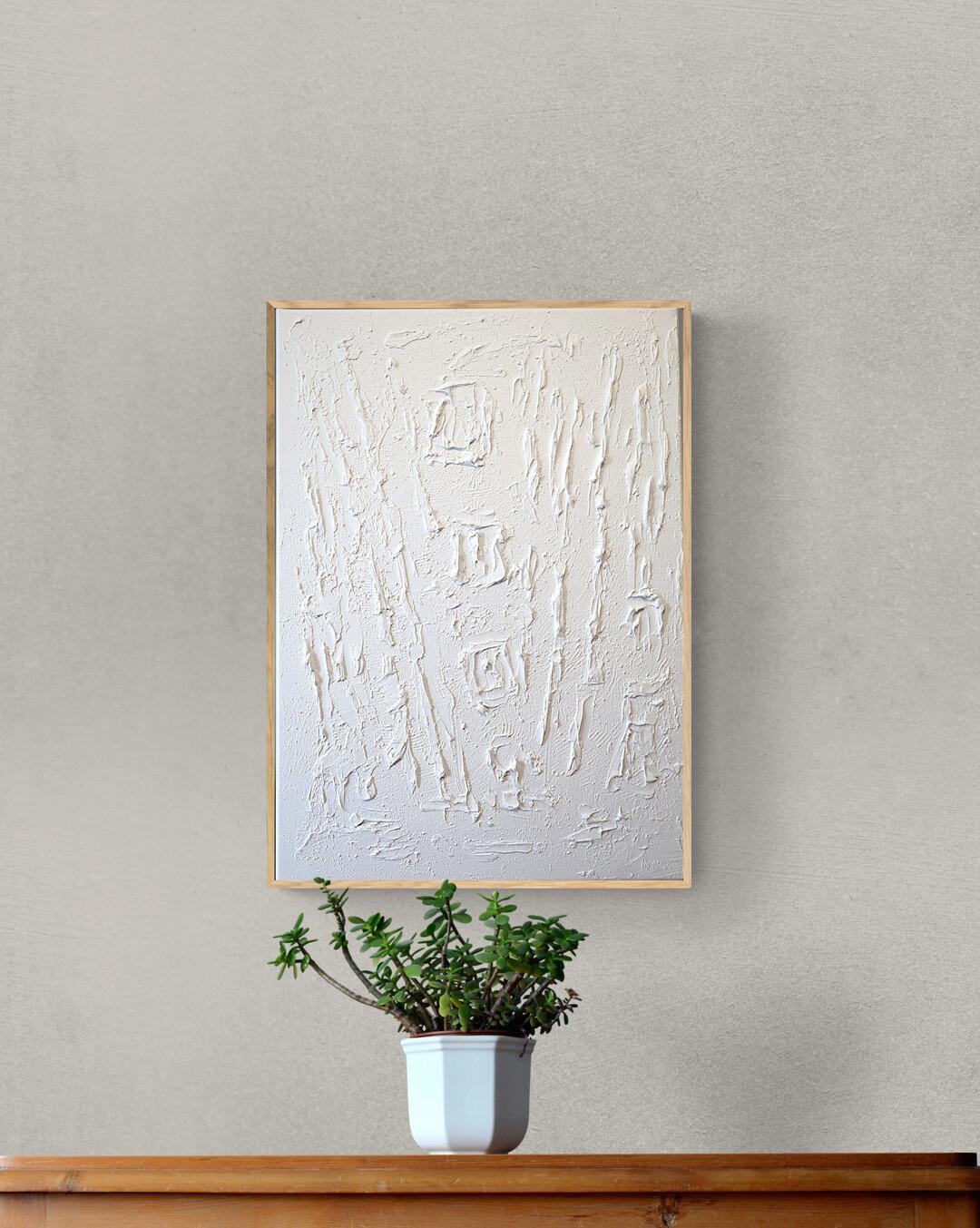 Series “Essential Silence“- 1, white abstraction in 3D, textured For Sale 4