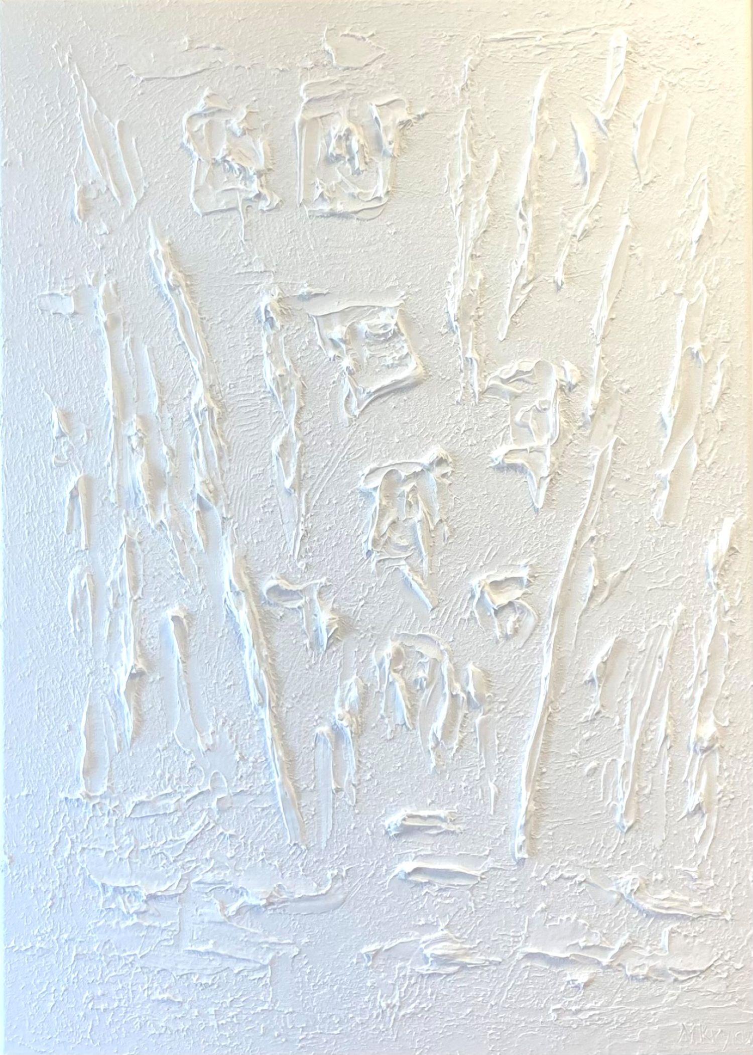 Serie "Silencio esencial"- 3, abstracción blanca en 3D, texturizada