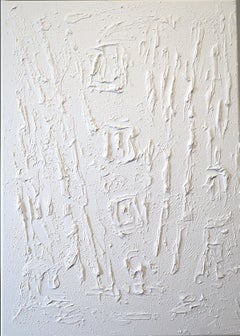 Série "Essential Silence"- 3, abstraction blanche en 3D, texturée