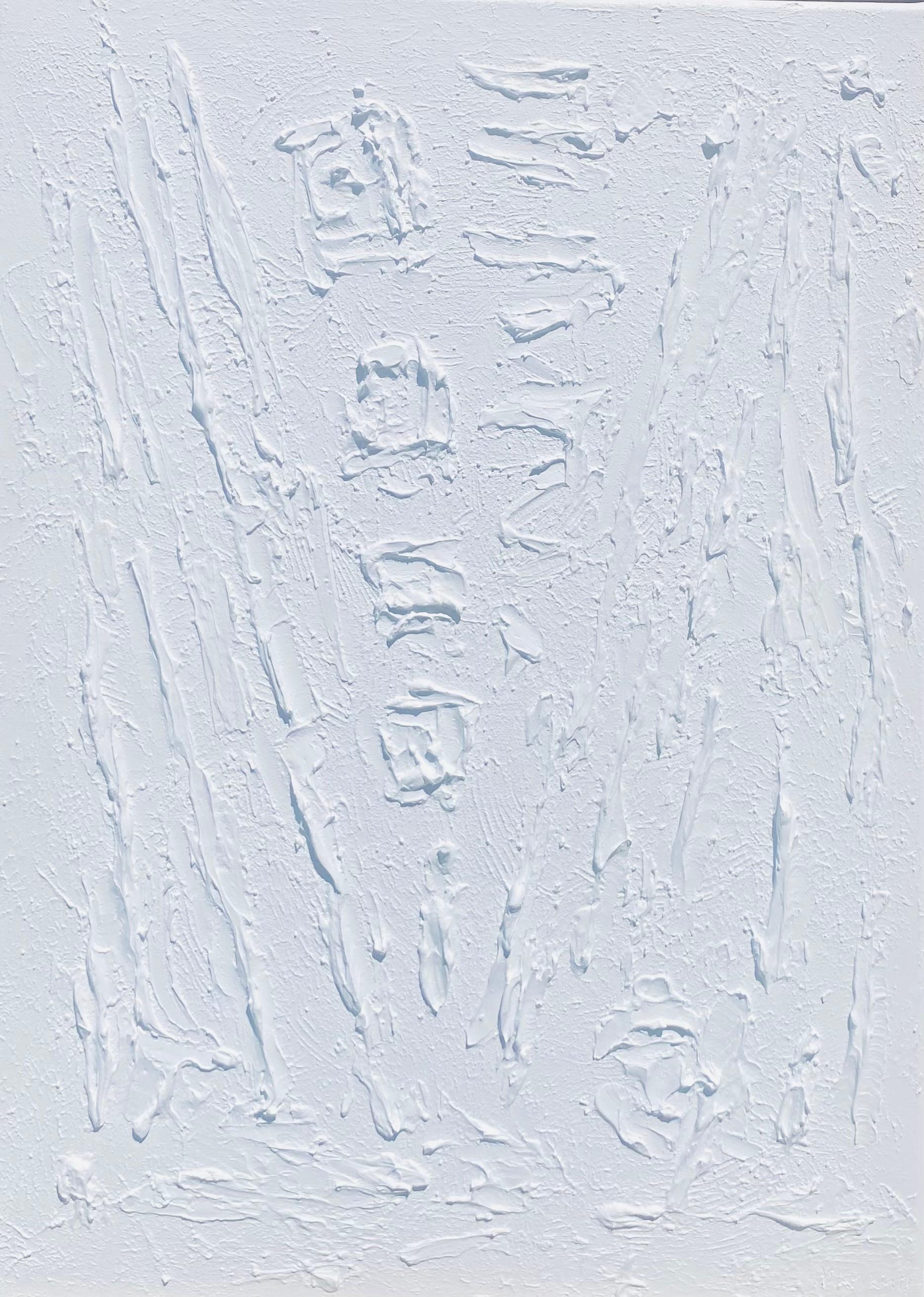 Serie "Silencio esencial"- 4, abstracción blanca en 3D, texturizada