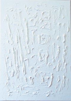 Série "Essential Silence"- 4, abstraction blanche en 3D, texturée