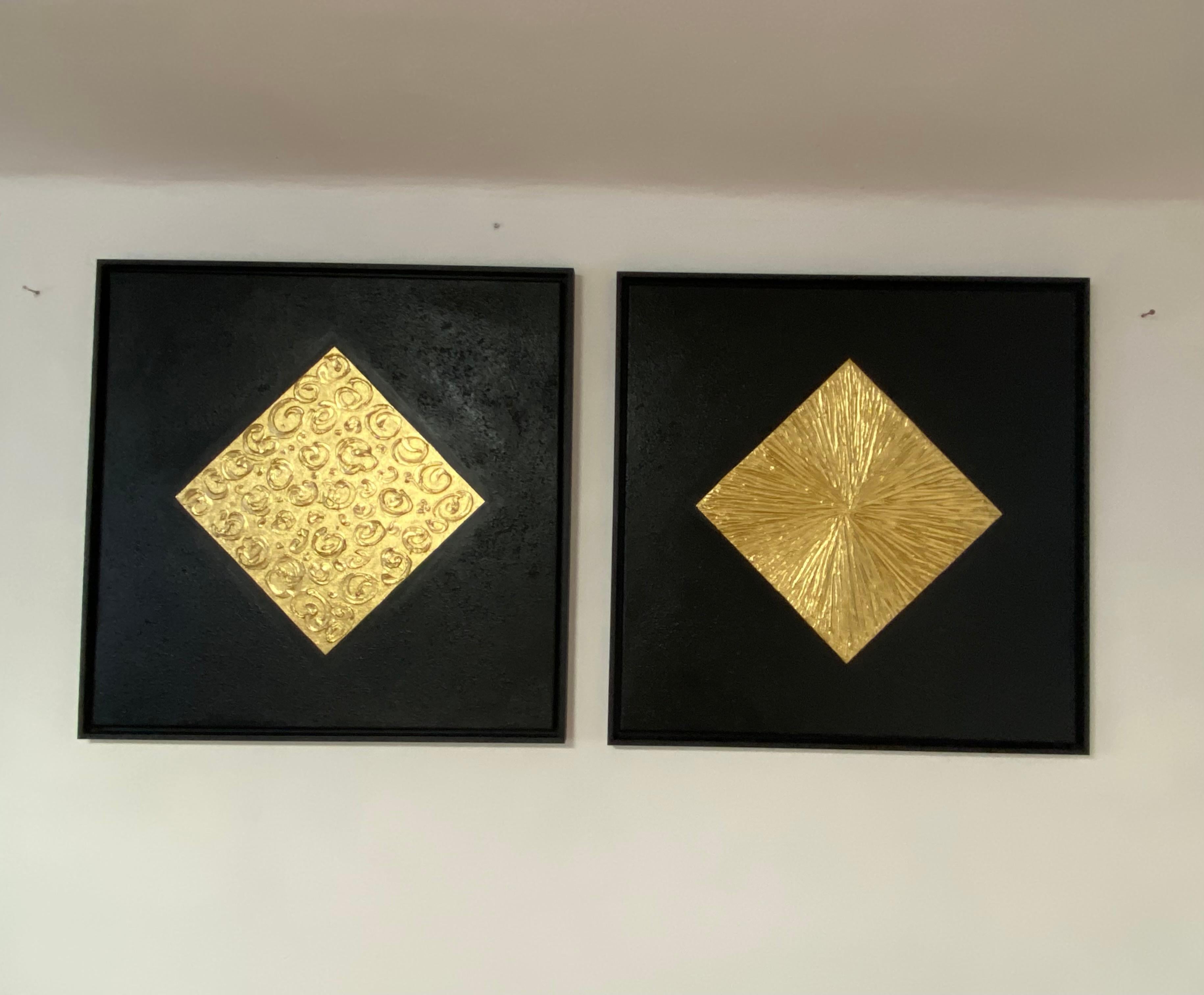 Series " Golden Space " - 3D black and gold textured