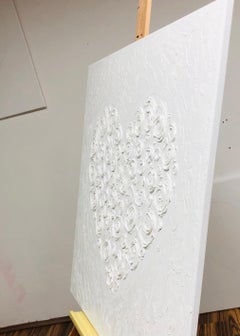 Serie "Corazón en blanco" - Love, Amour, Amore, 3 D texturizado Pop Art minimalista